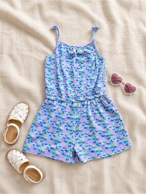 Vineyard Vines Blue Multi Whale-Print Girls' Romper size XL/16